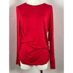 NWT Nordstrom Rack RED RUCHED Long-Sleeve Jersey Top (Womens: Large)